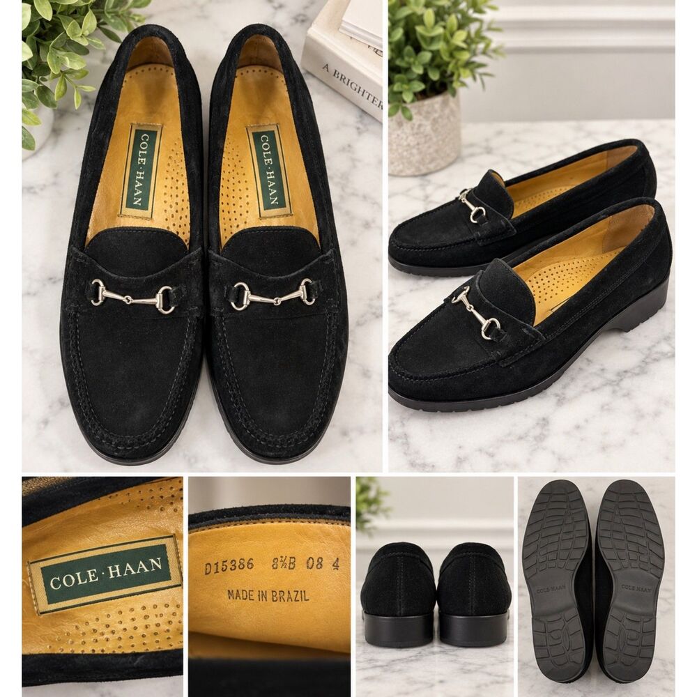 Vintage Cole Haan Black Suede Horsebit Loafers – Made in Brazil – Women’s 8.5 B